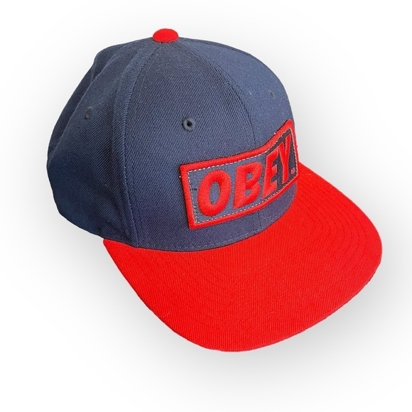 OBEY Authentic Wool blend hat, one size fits most, New without tags,red and blue - Picture 1 of 8